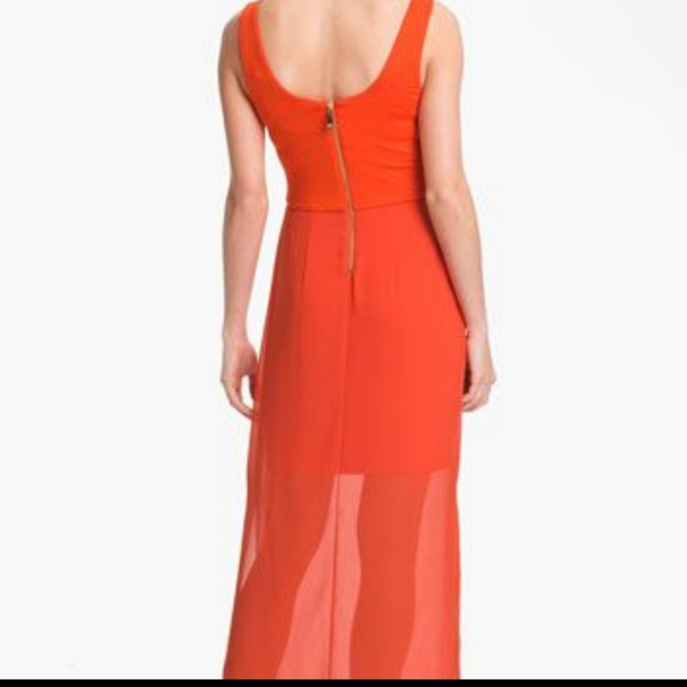 Vince Camuto Women Sheer Maxi Dress Orange Sized XS